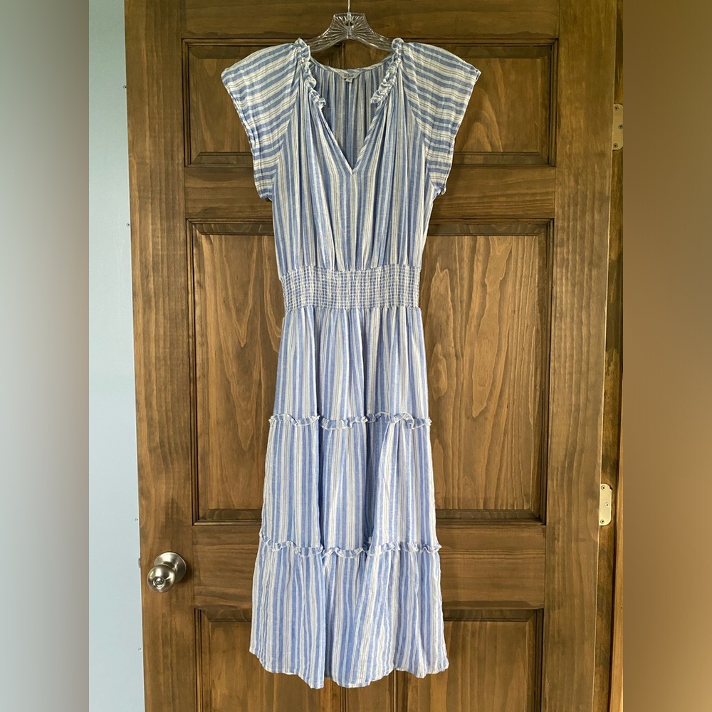 Blue Striped Midi Dress